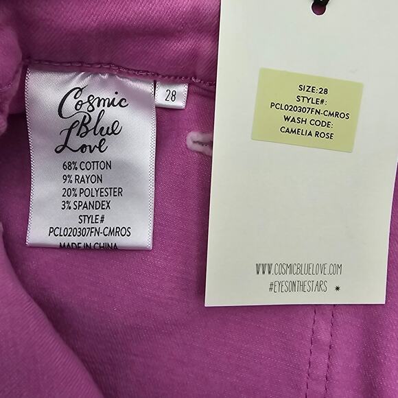 Cosmic Blue Love Womans size 28/6 Jonah Denim Jean Shorts Camelia Rose Pink NEW - Picture 7 of 8